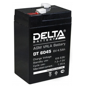 Аккумулятор 6В 4,5 А/ч Delta DT 6045