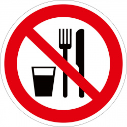 Знак P30 "Запрещается принимать пищу" (Пластик 100х100)