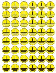 Знак T22/Z08 "Указатель заземления" (Пленка 200х300) 48шт на листе (30х30мм) желтый фон