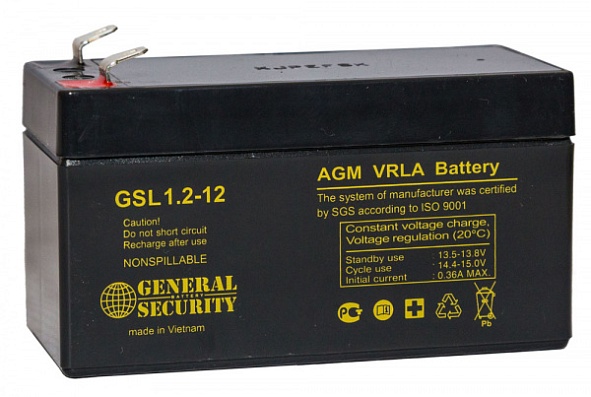 Аккумулятор 12В 1,2 А/ч GSL 1.2-12 General Security