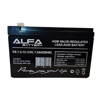 Аккумулятор 12В 7,2 А/ч ALFA FB 7.2-12 