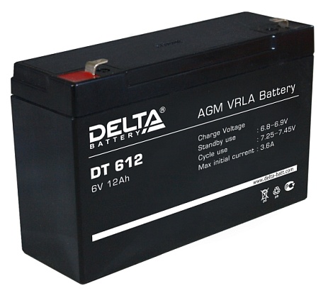 Аккумулятор 6В 12 А/ч Delta DT 612