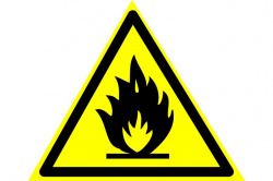Знак W01 "Пожароопасно! Легковоспламеняющиеся вещества" (Пластик 200х200)