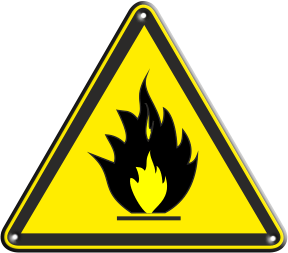 Знак W01 "Пожароопасно! Легковоспламеняющиеся вещества" (Пленка 200х200)