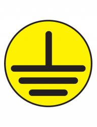 Знак T22/Z08 "Указатель заземления" (Пленка 50х50) желтый фон