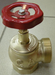 Клапан пожарный латунный КПЛ Ду=50 угловой 90° (муфта-цапка) P=1,6 Мпа
