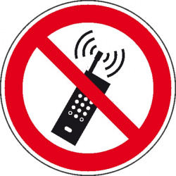 Знак P18 "Запрещается пользоваться мобильным (сотовым) телефоном/рацией" (Пленка 200х200)