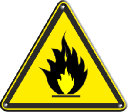 Знак W01 "Пожароопасно! Легковоспламеняющиеся вещества" (Пленка 200х200)
