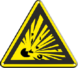 Знак W02 "Взрывоопасно" (Пленка 200х200)