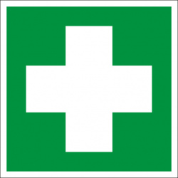 Знак EC01 "Аптечка первой медицинской помощи" (Пленка 150х150)