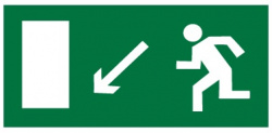 Знак E08 "Направление к эвакуационному выходу налево вниз" (Пленка 150х300)