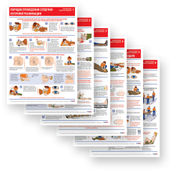 Плакат "Оказание первой помощи пострадавшим"- комплект из 6-ти плакатов (Пленка 297х420мм)