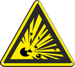 Знак W02 "Взрывоопасно" (Пленка 200х200)