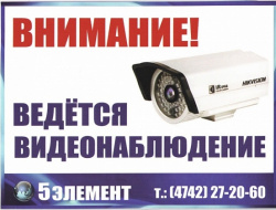 Знак T317 "Ведется видеонаблюдение" (Пленка 150х200) с логотипом