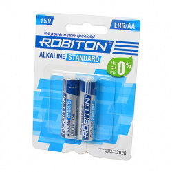 Элемент питания (батарейка алкалиновая) BAT (AA) LR6 BL2 ROBITON STANDART