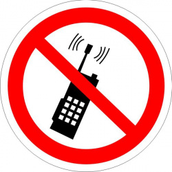 Знак P18 "Запрещается пользоваться мобильным (сотовым) телефоном/рацией" (Пленка 100х100)