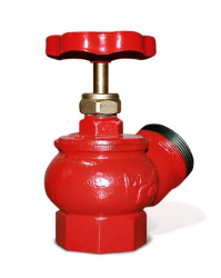 Клапан пожарный чугунный КПЧ Ду=50 угловой 125° (муфта-цапка) P=1,6 Мпа