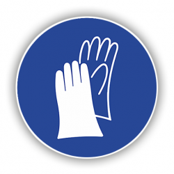 Знак M06 "Работать в защитных перчатках!" (Пленка 200х200)