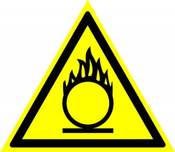 Знак W11 "Пожароопасно. Окислитель" (Пленка 200х200)