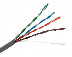 Кабель витая пара UTP(U/UTP), Hyperline UTP4-C5E-SOLID-BK-305  категория 5e, 4 пары (24 AWG), одножи