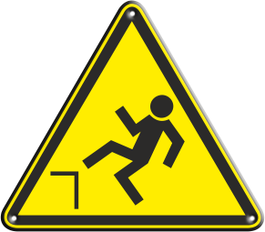 Знак W15 "Осторожно! Возможно падение с высоты" (Пленка 200х200)