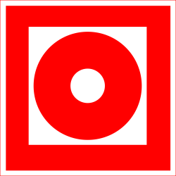 Знак F10 "Кнопка включения установок (систем) пожарной автоматики" (Пластик 200х200)