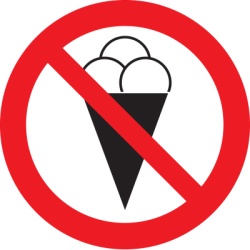 Знак T904 "Вход с мороженым запрещен!" (Пленка 200х200)