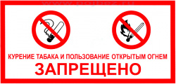 Знак L201/P45 "Курение табака и пользование открытым огнем - запрещено" (Пленка 150х300)