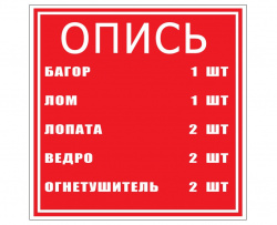 Знак A19 "Опись пожарного щита" (Пленка 250х250)