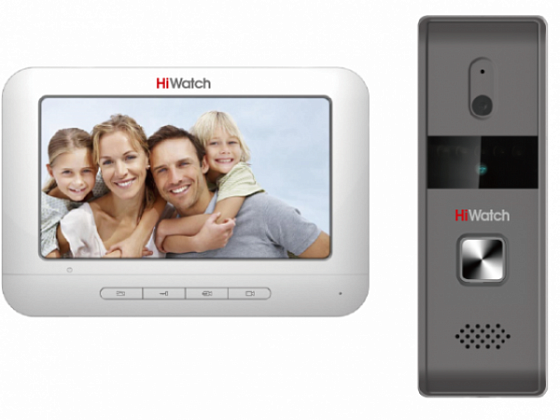 HiWatch DS-D100KF Комплект (видеодомофон 7" + вызывная панель)  