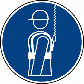 Знак M09 "Работать в предохранительном(страховочном) поясе!" (Пленка 200х200)