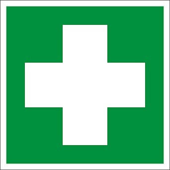 Знак EC01 "Аптечка первой медицинской помощи" (Пленка 150х150)