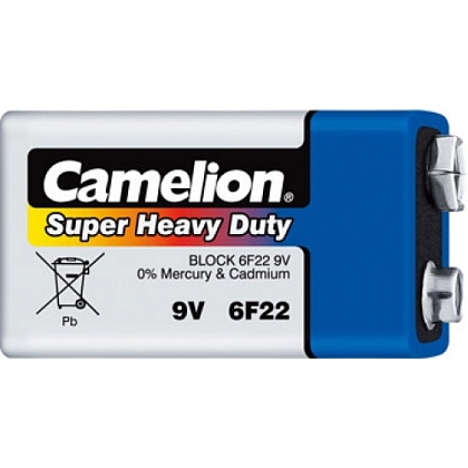 Элемент питания (батарейка солевая) (крона) 6F22 9V Camelion