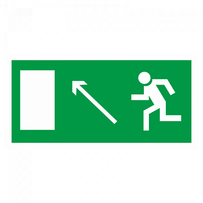 Знак E06 "Направление к эвакуационному выходу налево вверх" (Пленка 150х300)
