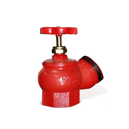 Клапан пожарный чугунный КПЧ Ду=65 угловой 125° (муфта-цапка) P=1,6 Мпа