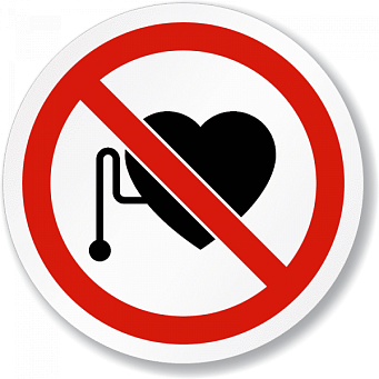 Знак P11 "Запрещается работать и присутствовать людям со стим. сердечной деят-сти" (Пленка 200х200)
