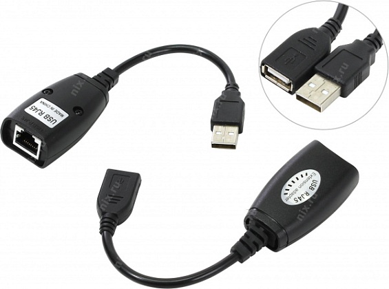 Удлинитель USB 2.0 по витой паре VCOM CU824