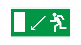 Знак E08 "Направление к эвакуационному выходу налево вниз" (Пластик 150х300)