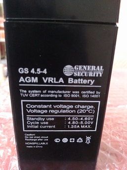 Аккумулятор 4В 4,5 А/ч GS 4,5-4 General Security