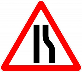 Знак дорожный 1.20.2 "Сужение дороги справа" (тип.2, пл.А)