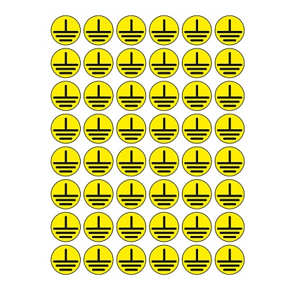 Знак T22/1 "Указатель заземления" (Пленка 200х300) 48шт на листе (30х30мм) желтый фон